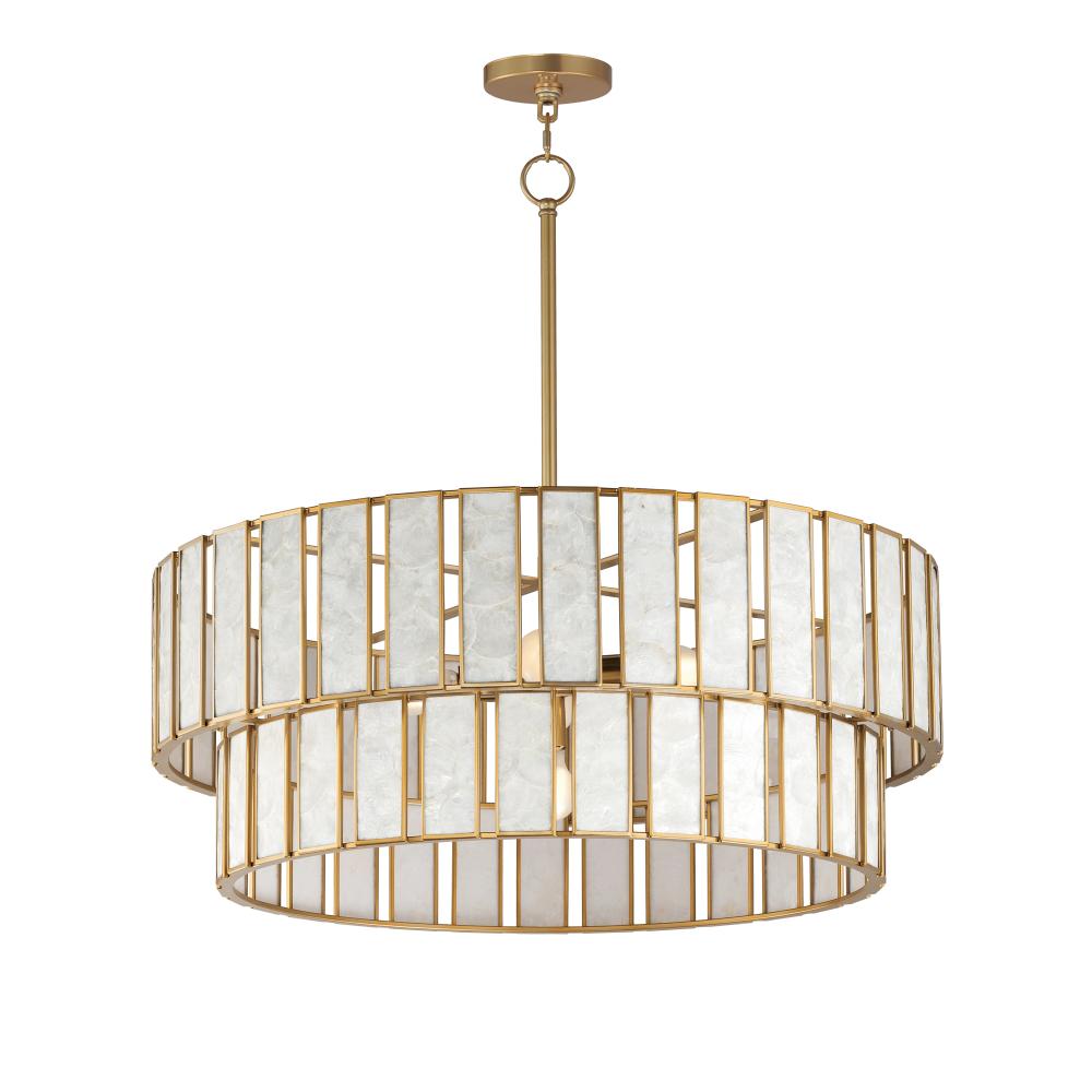 Maxim Lighting 12806CZNAB Miramar 32.75 Inch Chandelier – Capiz / Natural Aged Brass