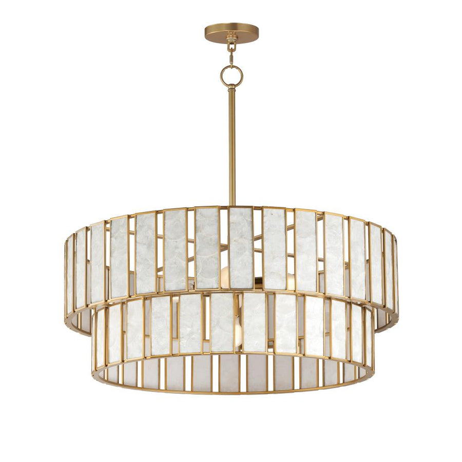 Maxim Lighting 12806CZNAB Miramar 32.75 Inch Chandelier – Capiz / Natural Aged Brass