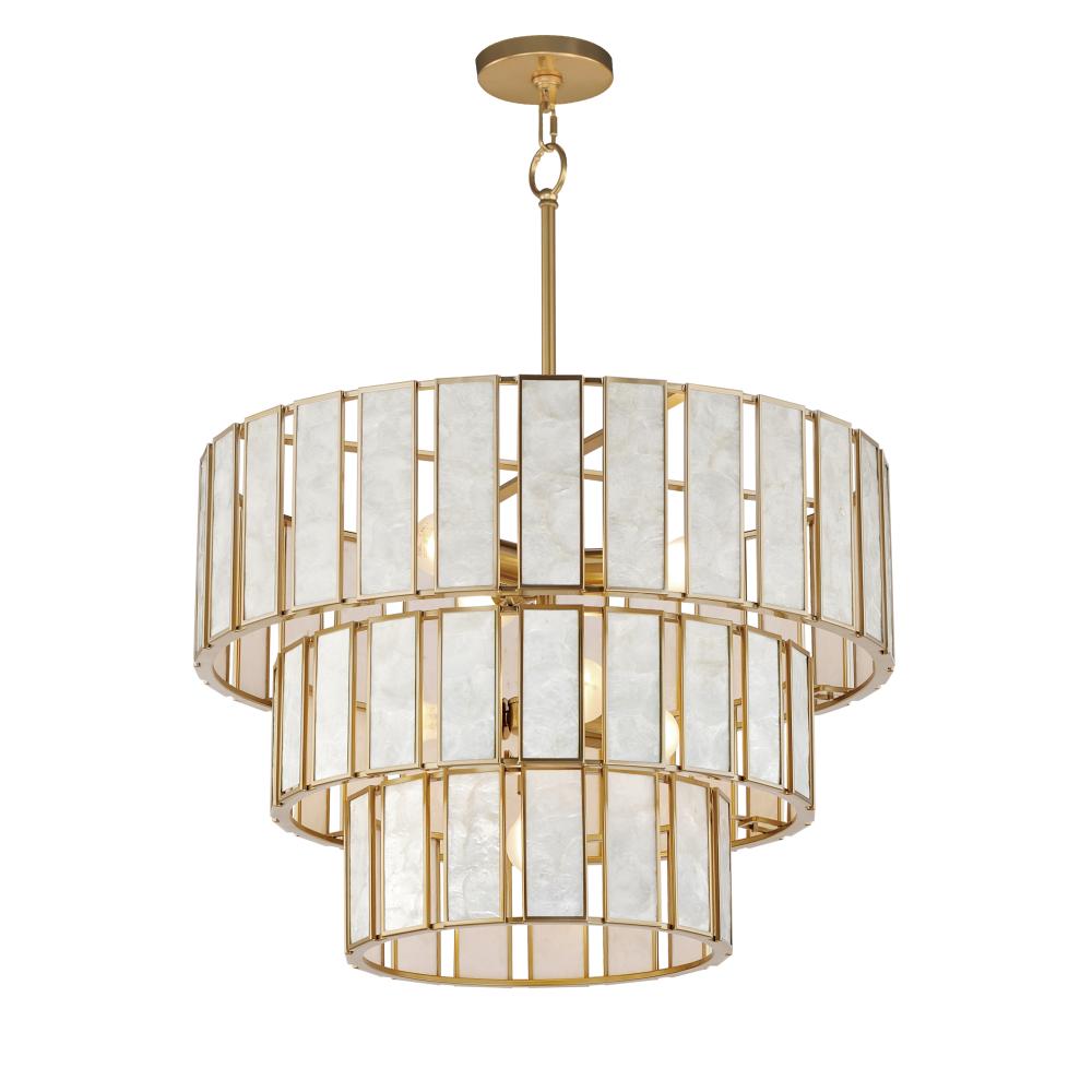 Maxim Lighting 12808CZNAB Miramar 25.75 Inch Chandelier – Capiz / Natural Aged Brass