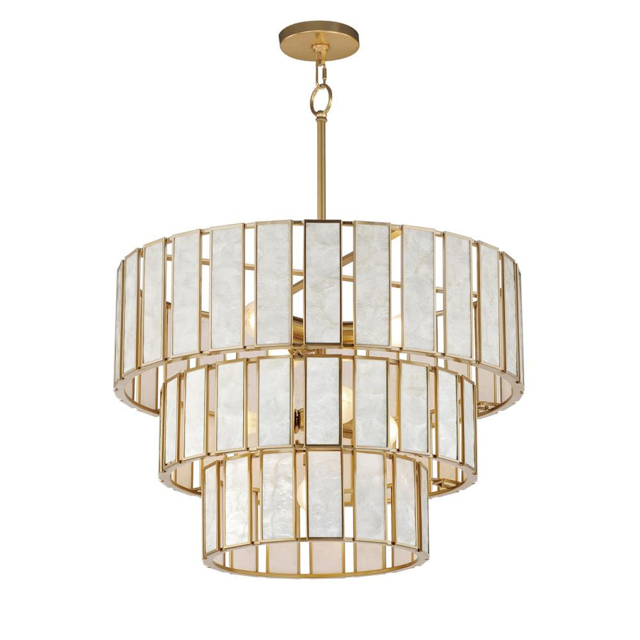 Maxim Lighting 12808CZNAB Miramar 25.75 Inch Chandelier – Capiz / Natural Aged Brass