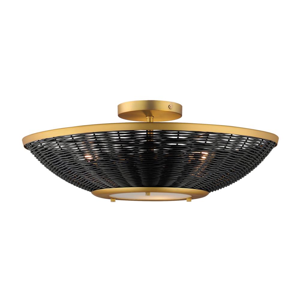 Maxim Lighting 14460BRNAB Rattan 20.25 Wall Sconce - Natural Aged Brass