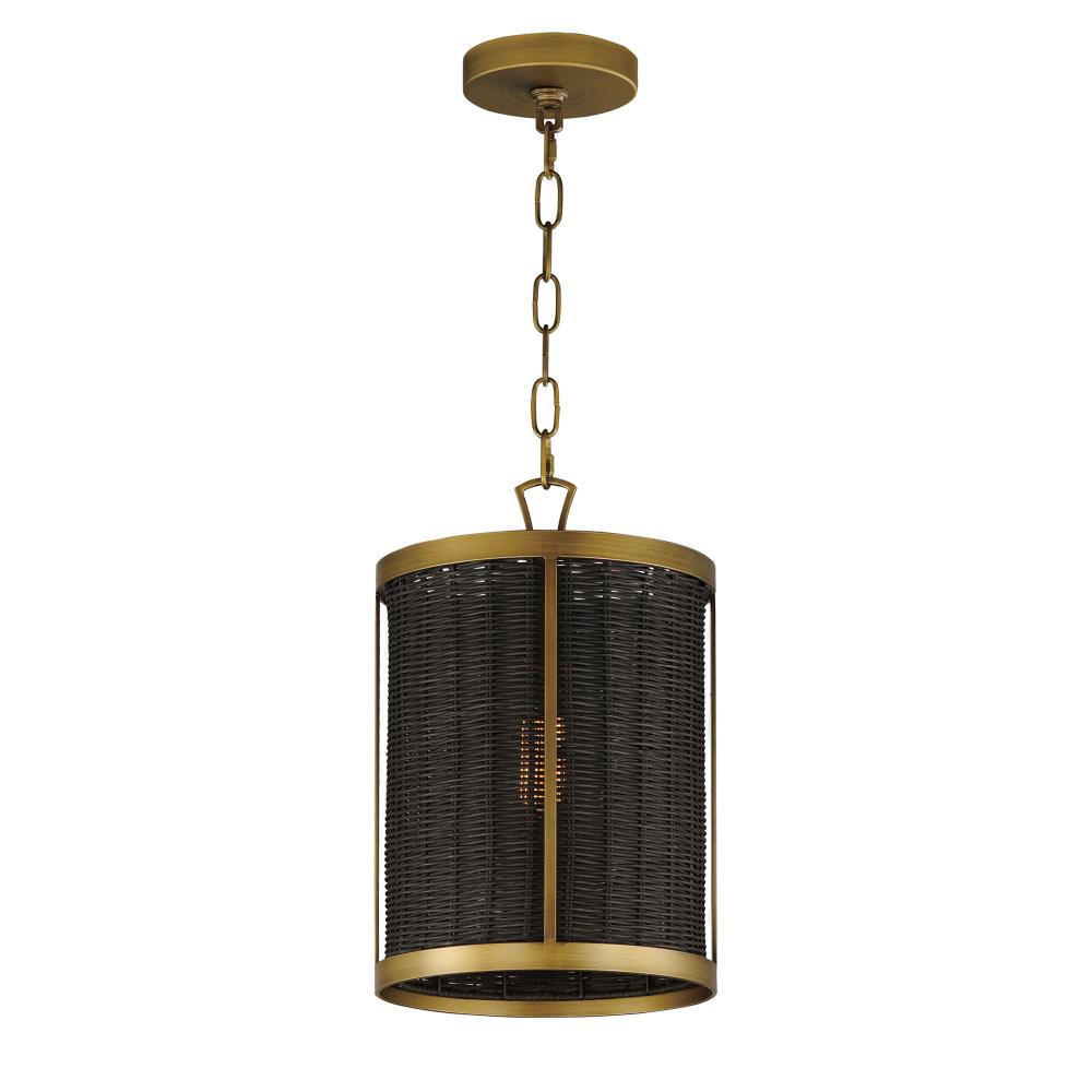 Maxim Lighting 14461BRNAB Rattan 10 Inch Semi Flush Mount Light – Natural Aged Brass