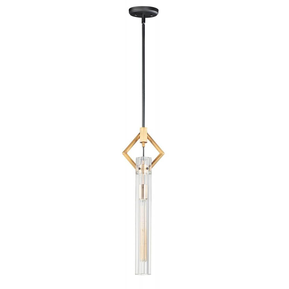 Maxim Lighting 16111CLBKAB Flambeau 3 Inch Semi Flush Mount Light – Black / Antique Brass