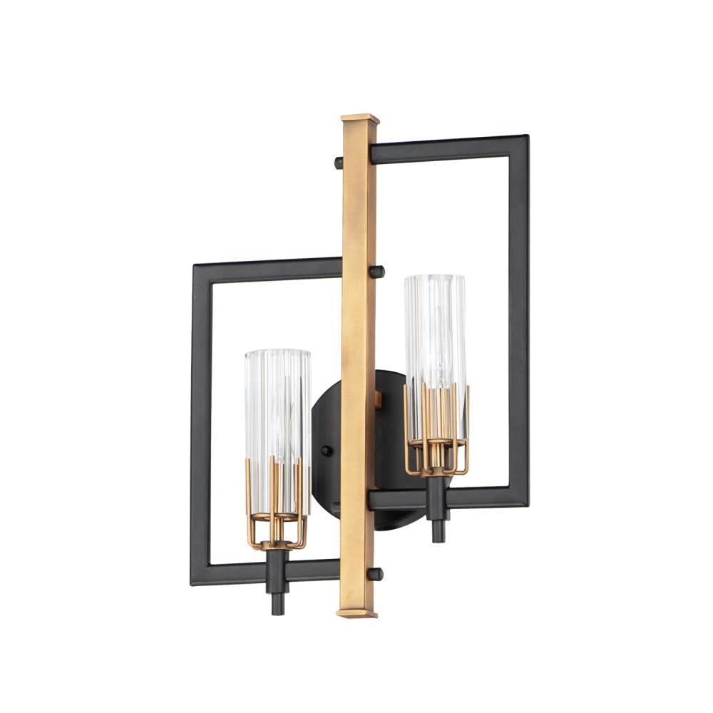 Maxim Lighting 16112CLBKAB Flambeau 13 Wall Sconce - Black / Antique Brass