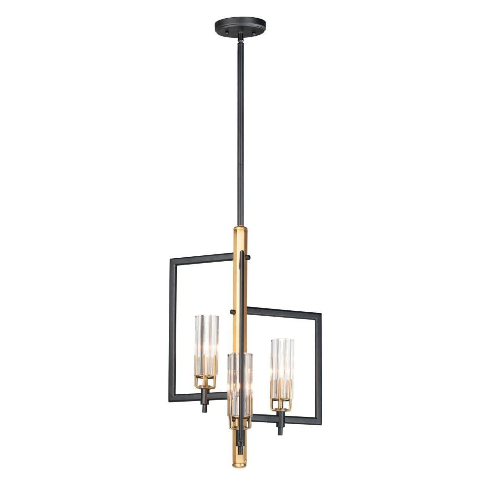 Maxim Lighting 16113CLBKAB Flambeau 12.75 Inch Semi Flush Mount Light – Black / Antique Brass