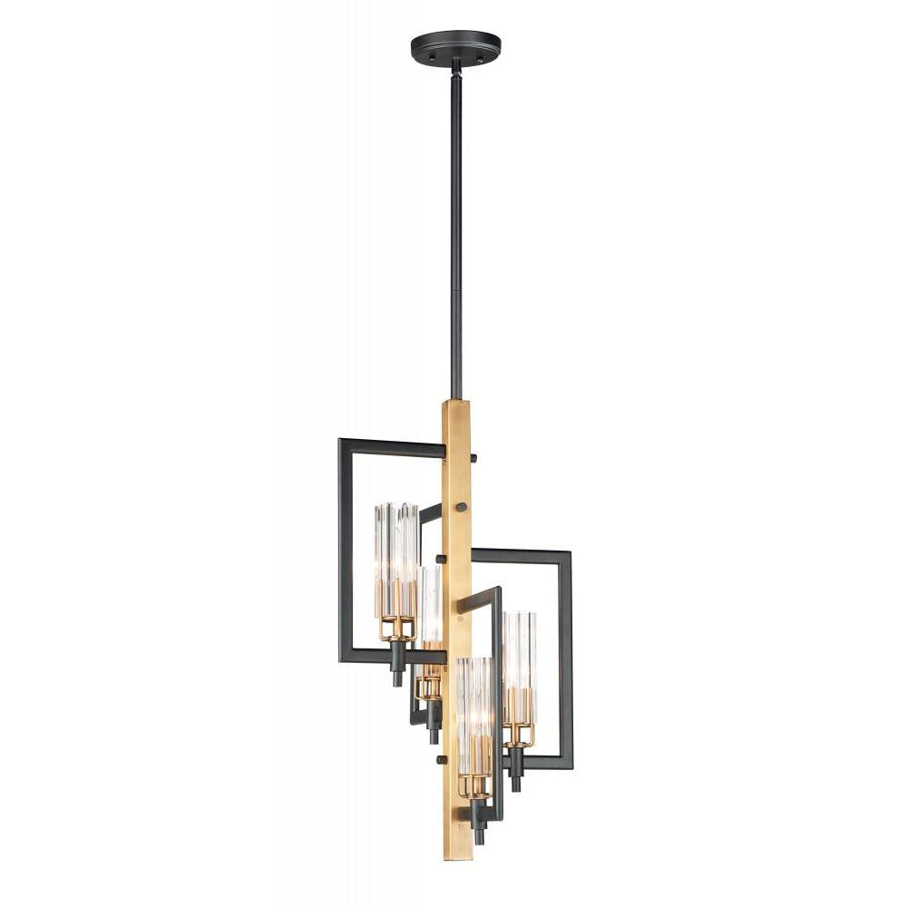 Maxim Lighting 16114CLBKAB Flambeau 13 Inch Semi Flush Mount Light – Black / Antique Brass