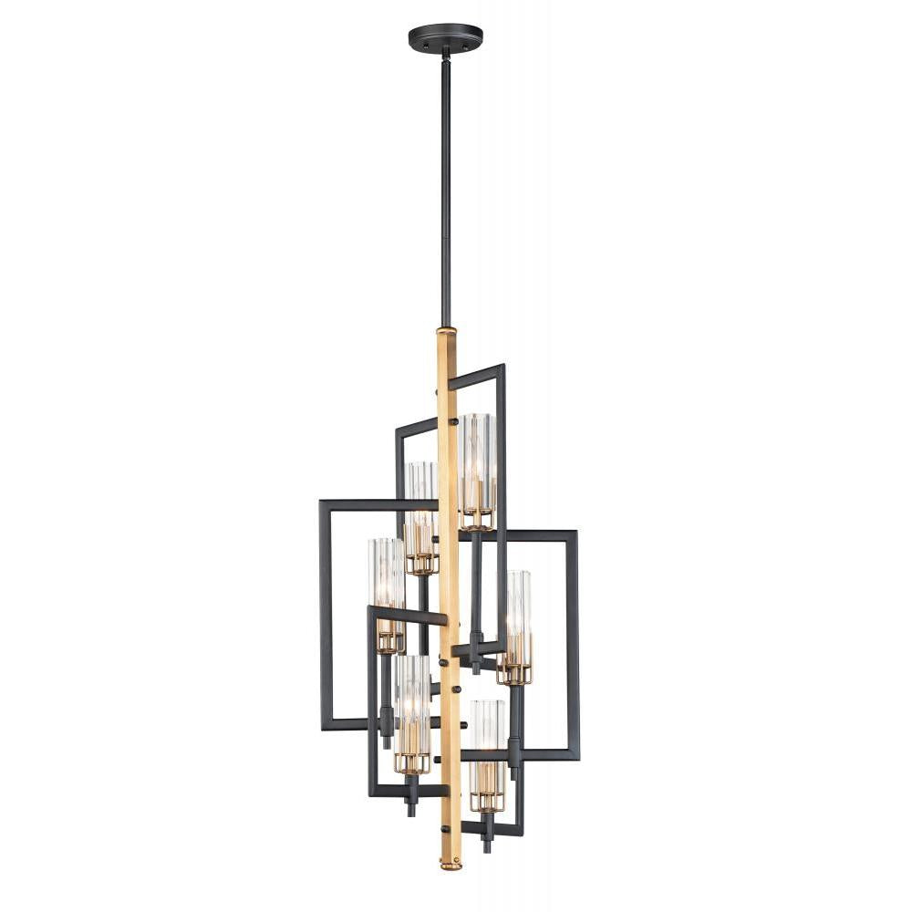 Maxim Lighting 16116CLBKAB Flambeau 14 Inch Chandelier – Black / Antique Brass