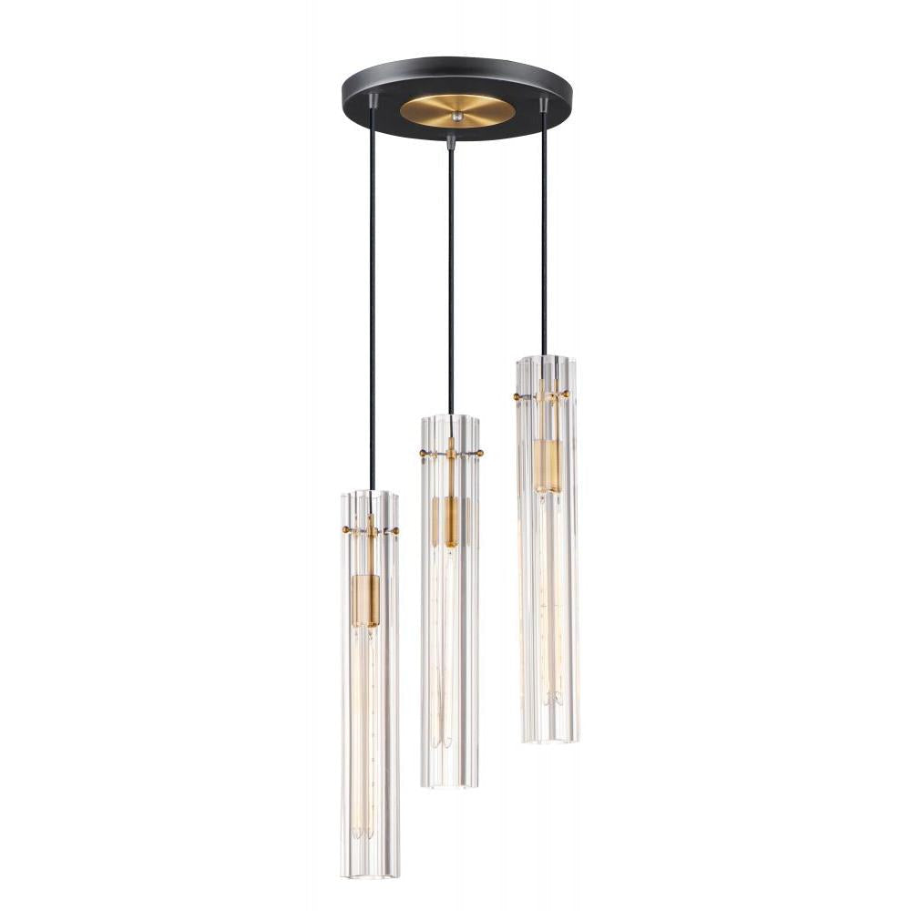 Maxim Lighting 16123CLBKAB Flambeau 12.75 Inch Chandelier – Black / Antique Brass