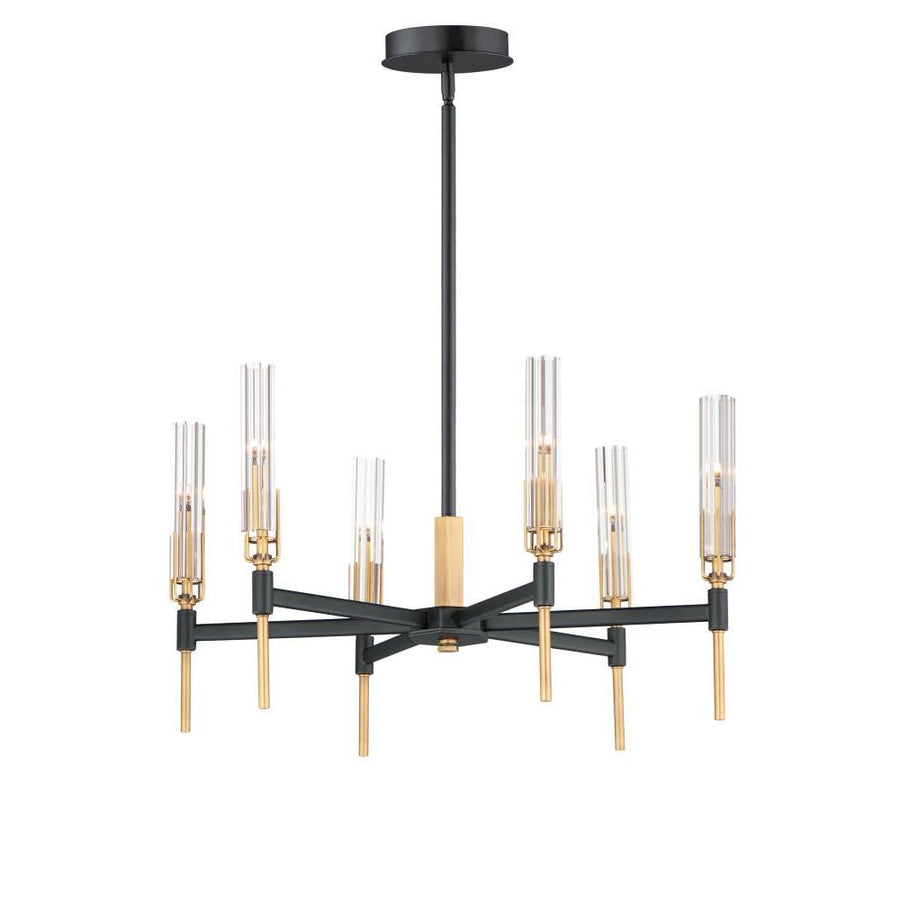 Maxim Lighting 16125CLBKAB Flambeau 24.75 Inch Chandelier – Black / Antique Brass