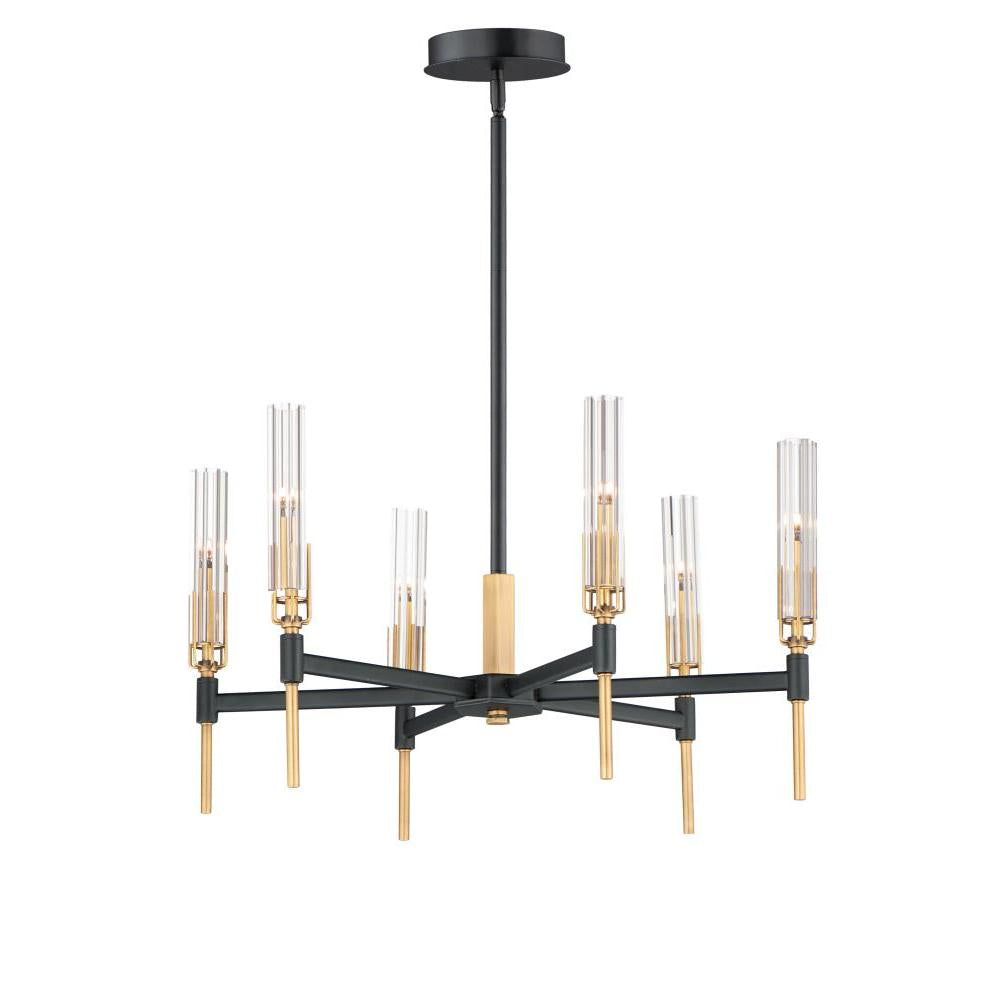 Maxim Lighting 16125CLBKAB Flambeau 24.75 Inch Chandelier – Black / Antique Brass