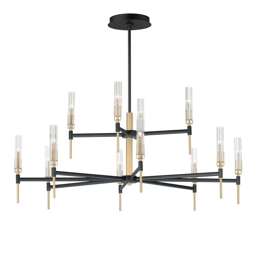Maxim Lighting 16129CLBKAB Flambeau 48 Inch Chandelier – Black / Antique Brass