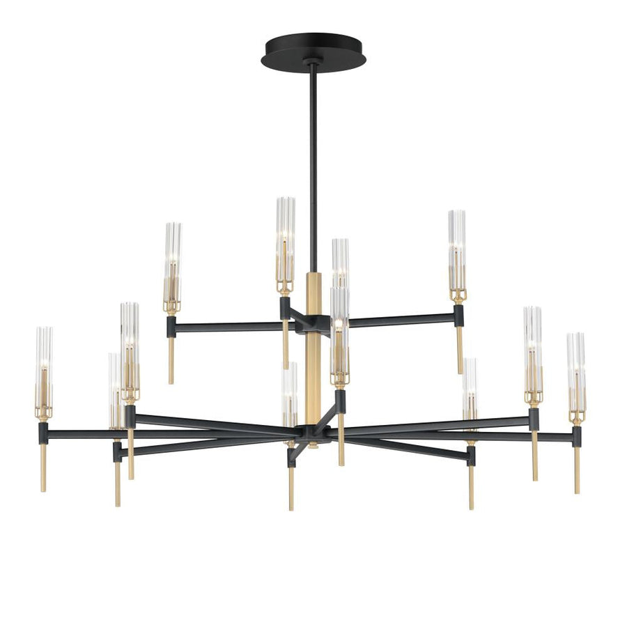 Maxim Lighting 16129CLBKAB Flambeau 48 Inch Chandelier – Black / Antique Brass