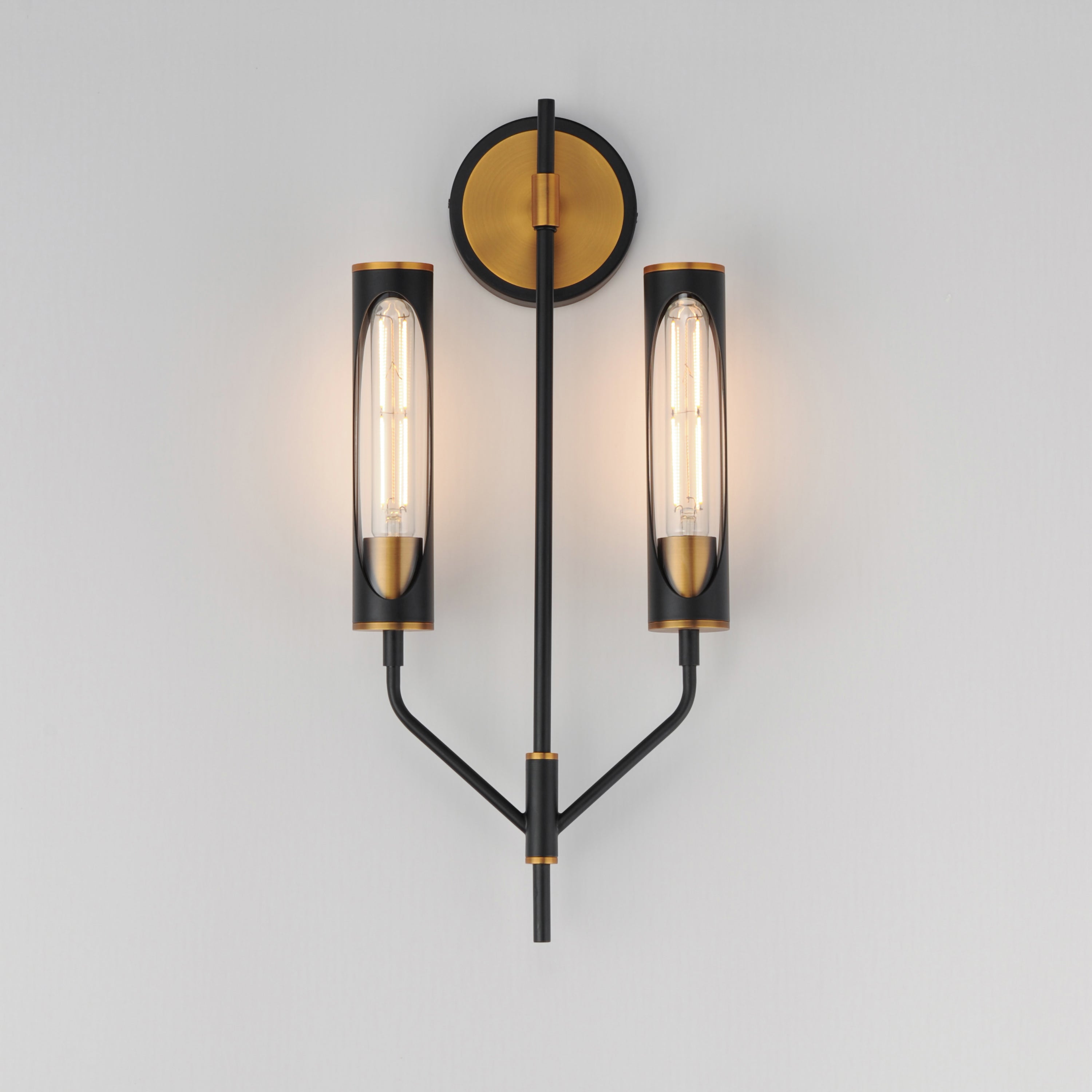 10 Inch Wall Sconce – Black / Antique Brass