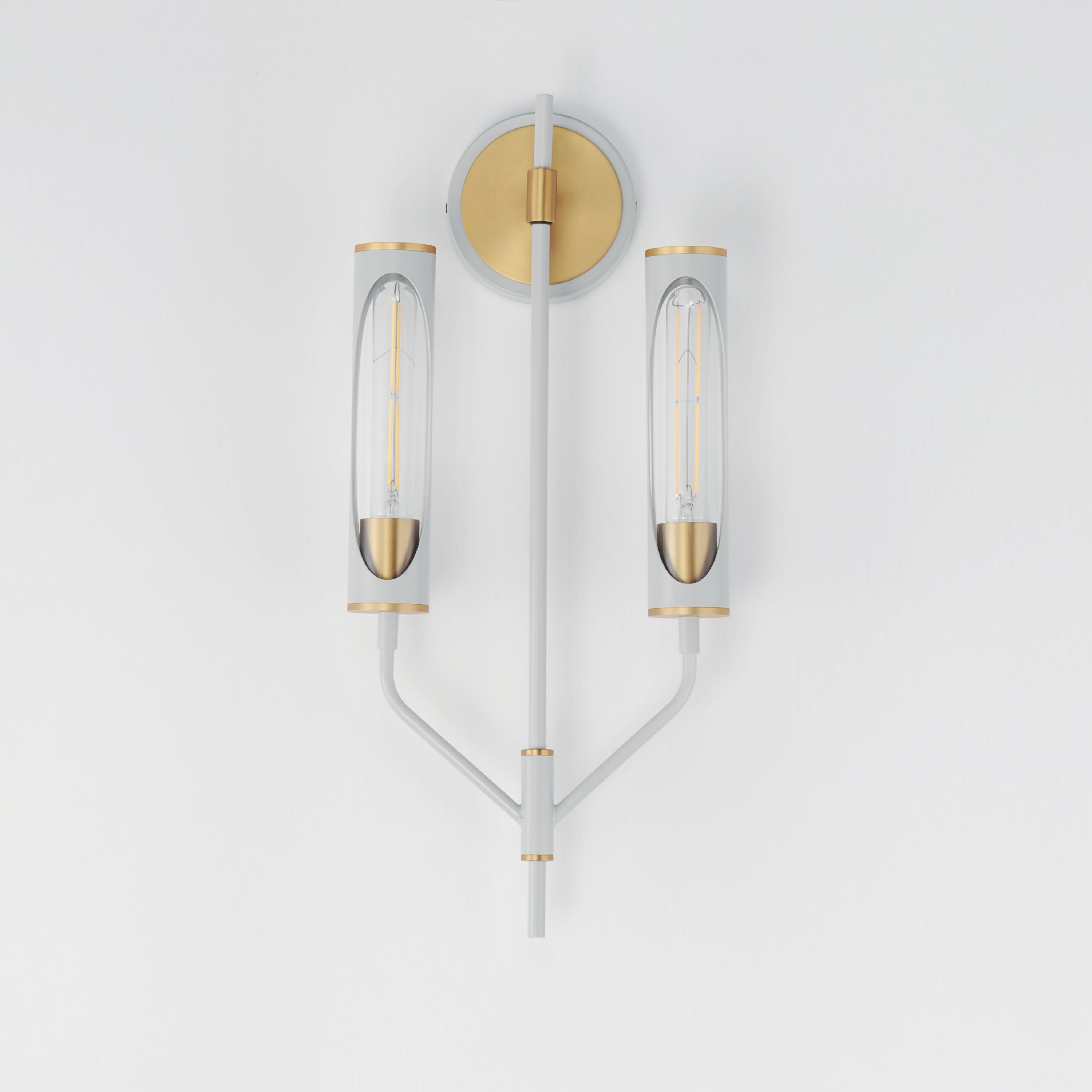 10 Inch Wall Sconce – Light French Gray / Natural Aged Brass