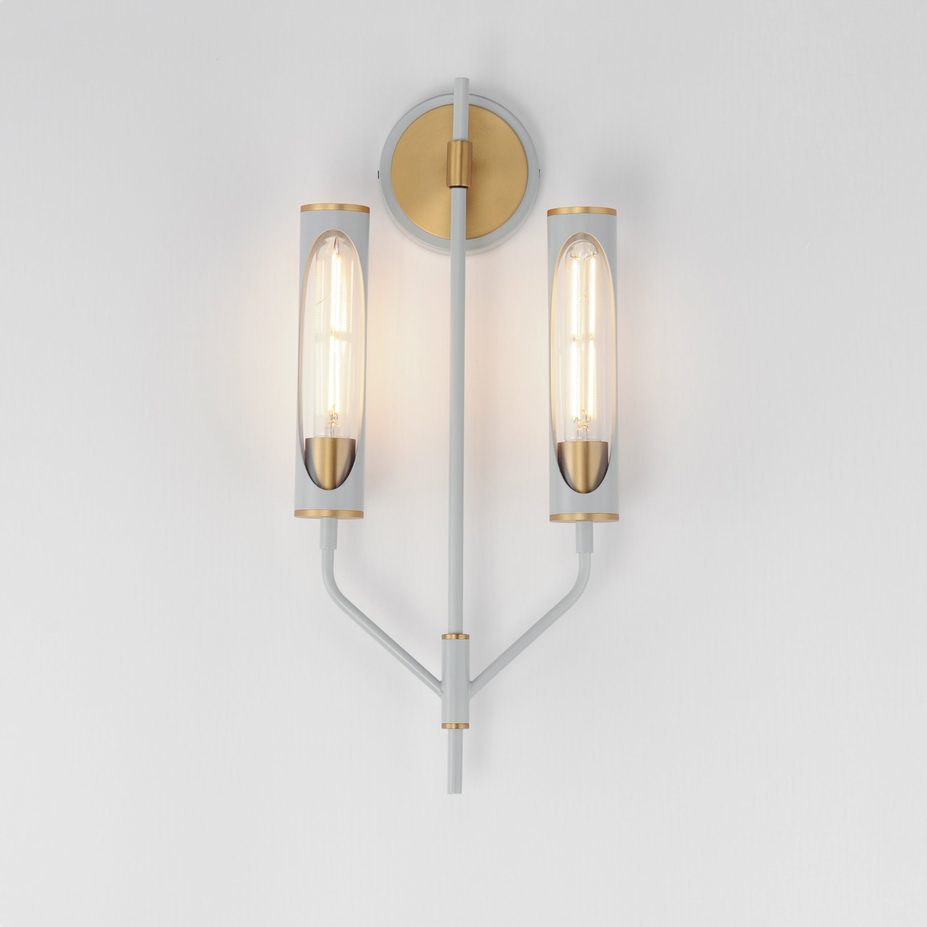 10 Inch Wall Sconce – Light French Gray / Natural Aged Brass