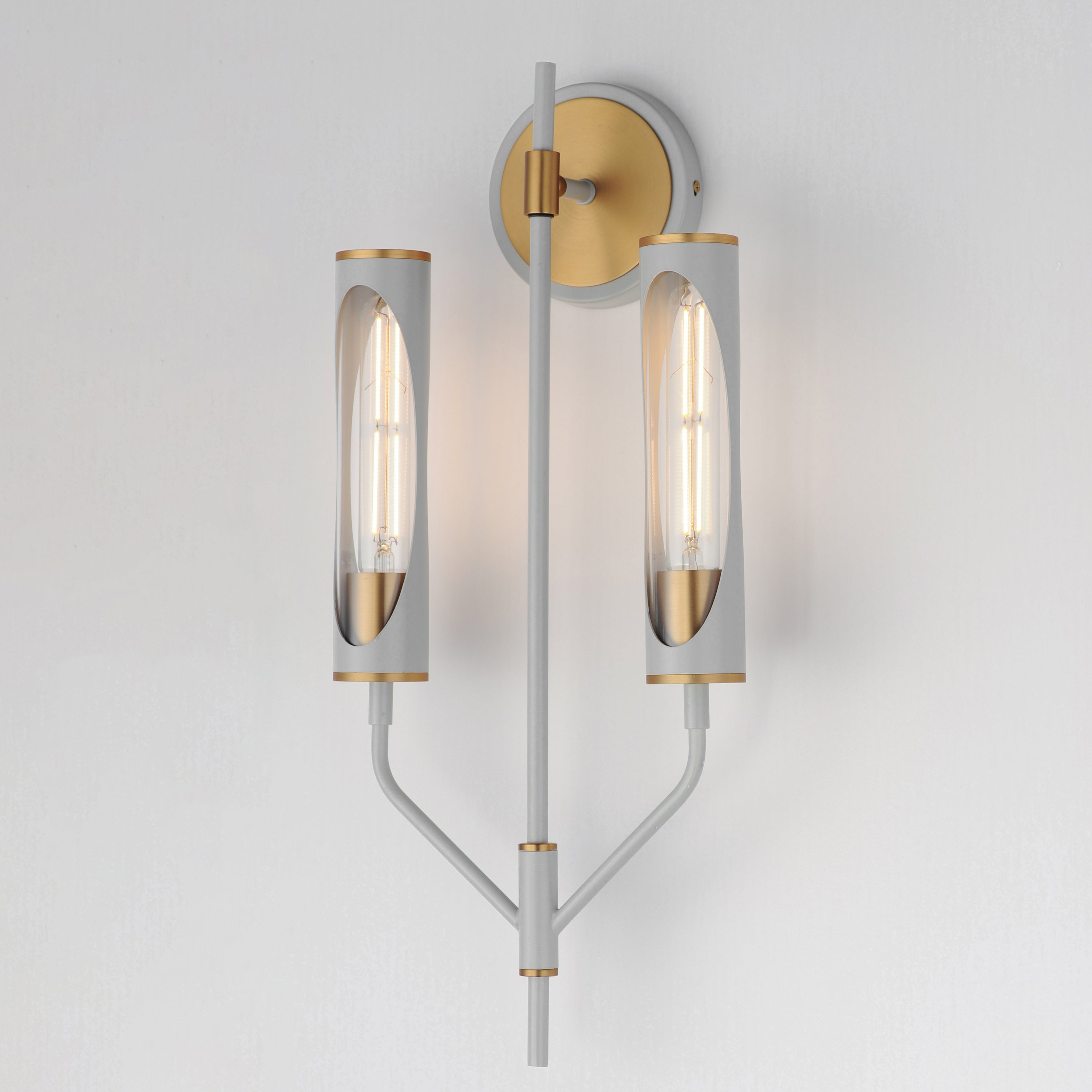 10 Inch Wall Sconce – Light French Gray / Natural Aged Brass
