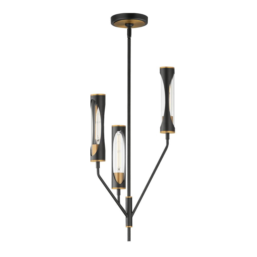 Maxim Lighting 16173CLBKAB Regent 14 Inch 3 Light Pendant – Black / Antique Brass