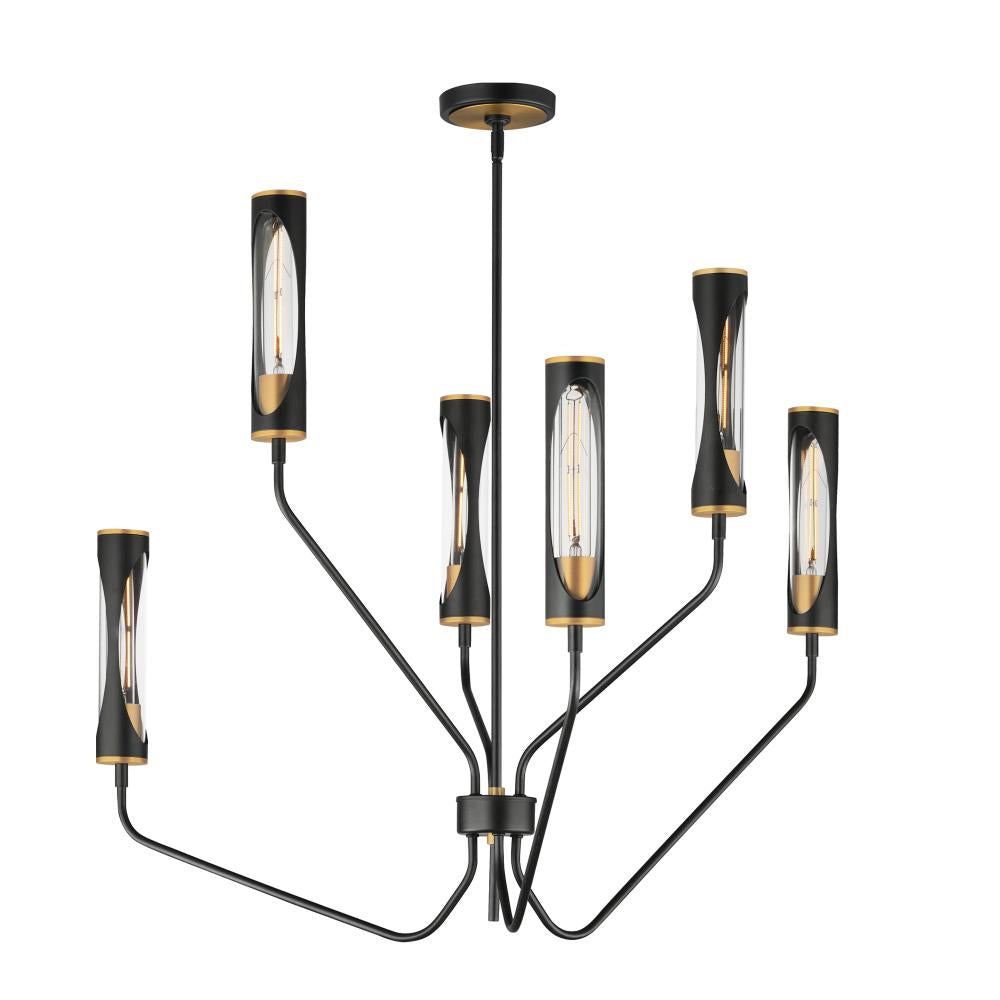 Maxim Lighting 16176CLBKAB Regent 36 Inch 6 Light Multi-Tier Chandelier – Black / Antique Brass