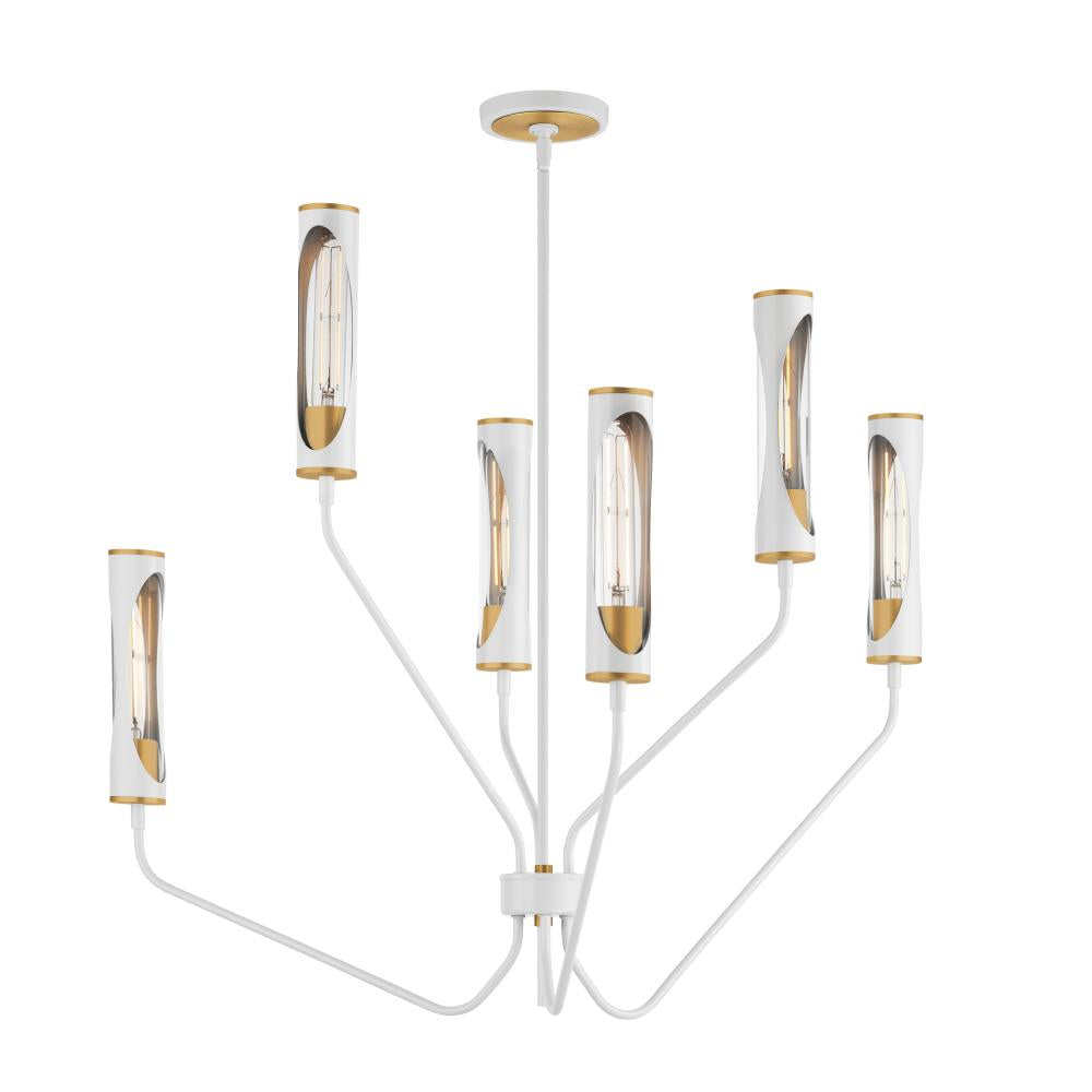 Maxim Lighting 16176CLLFGNAB Regent 36 Inch 6 Light Multi-Tier Chandelier – Light French Gray / Natural Aged Brass
