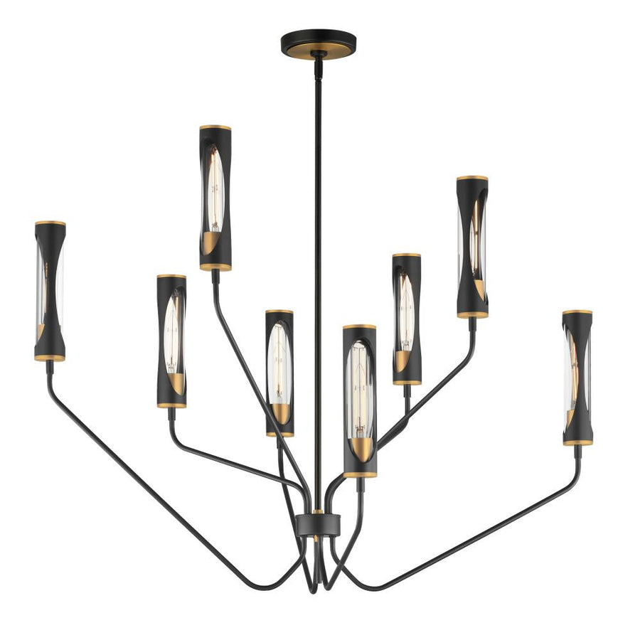Maxim Lighting 16178CLBKAB Regent 40 Inch 8 Light Multi-Tier Chandelier – Black / Antique Brass