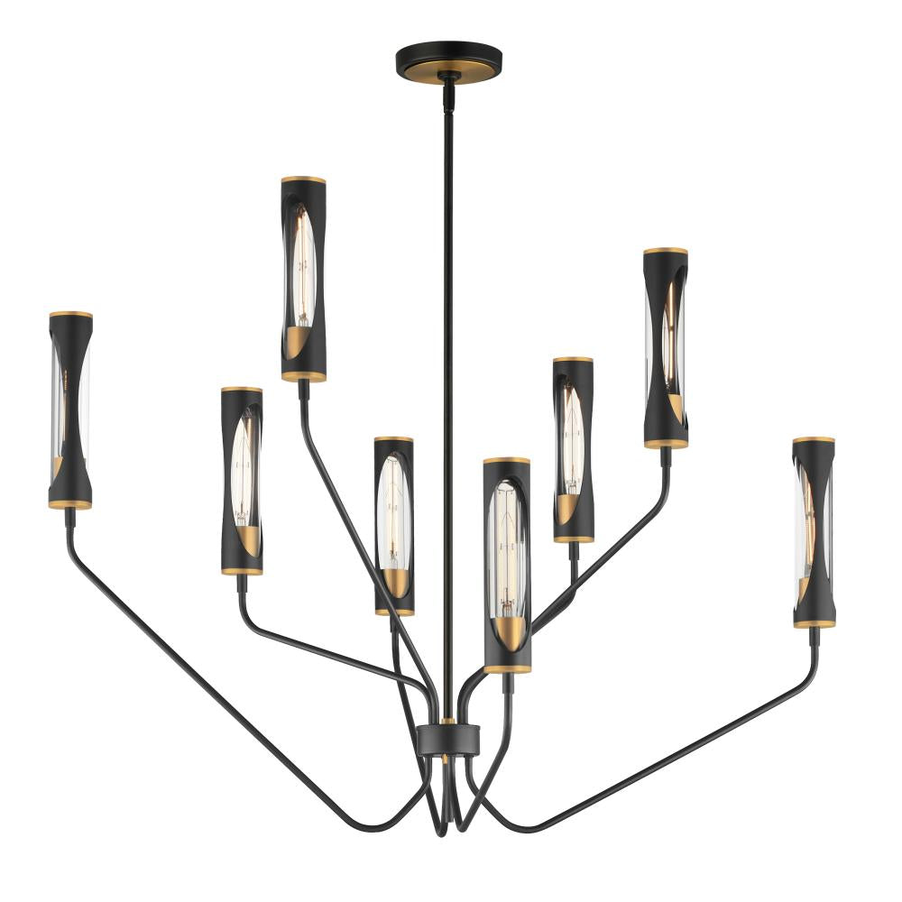 Maxim Lighting 16178CLBKAB Regent 40 Inch 8 Light Multi-Tier Chandelier – Black / Antique Brass