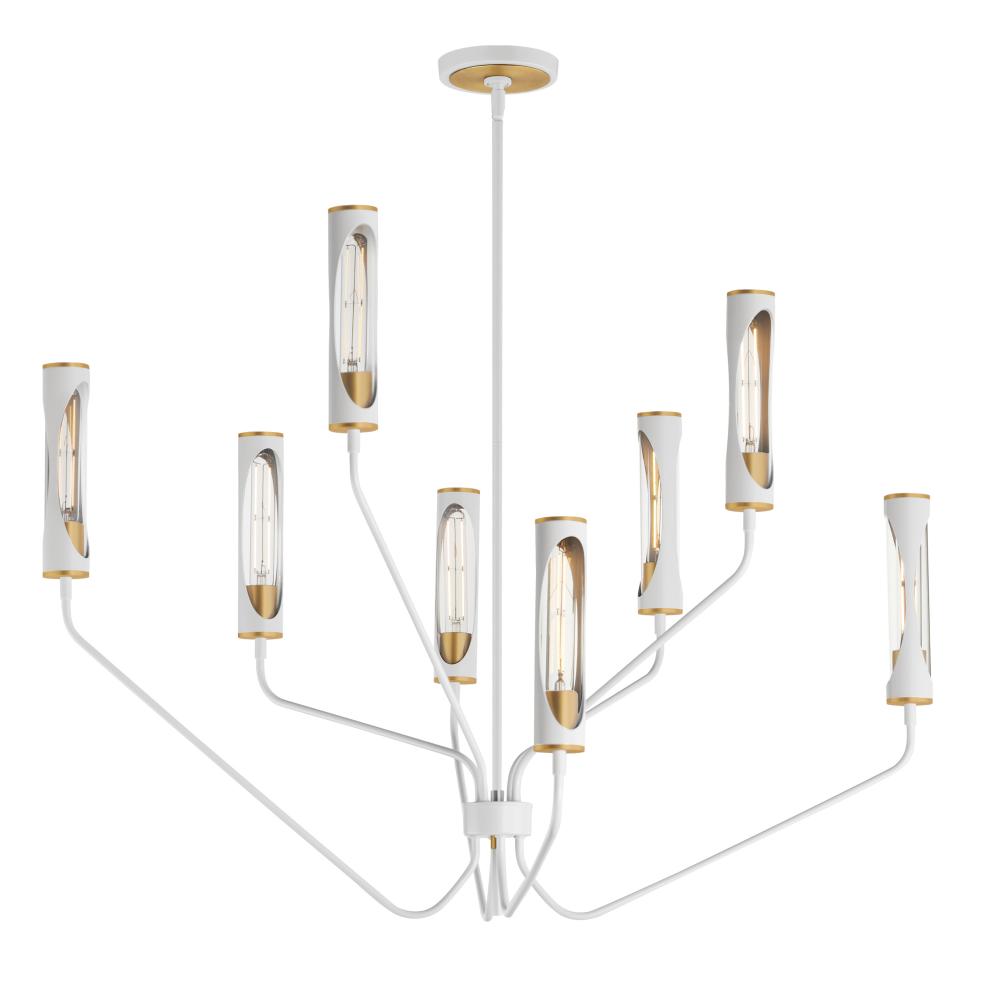 Maxim Lighting 16178CLLFGNAB Regent 40 Inch 8 Light Multi-Tier Chandelier – Light French Gray / Natural Aged Brass