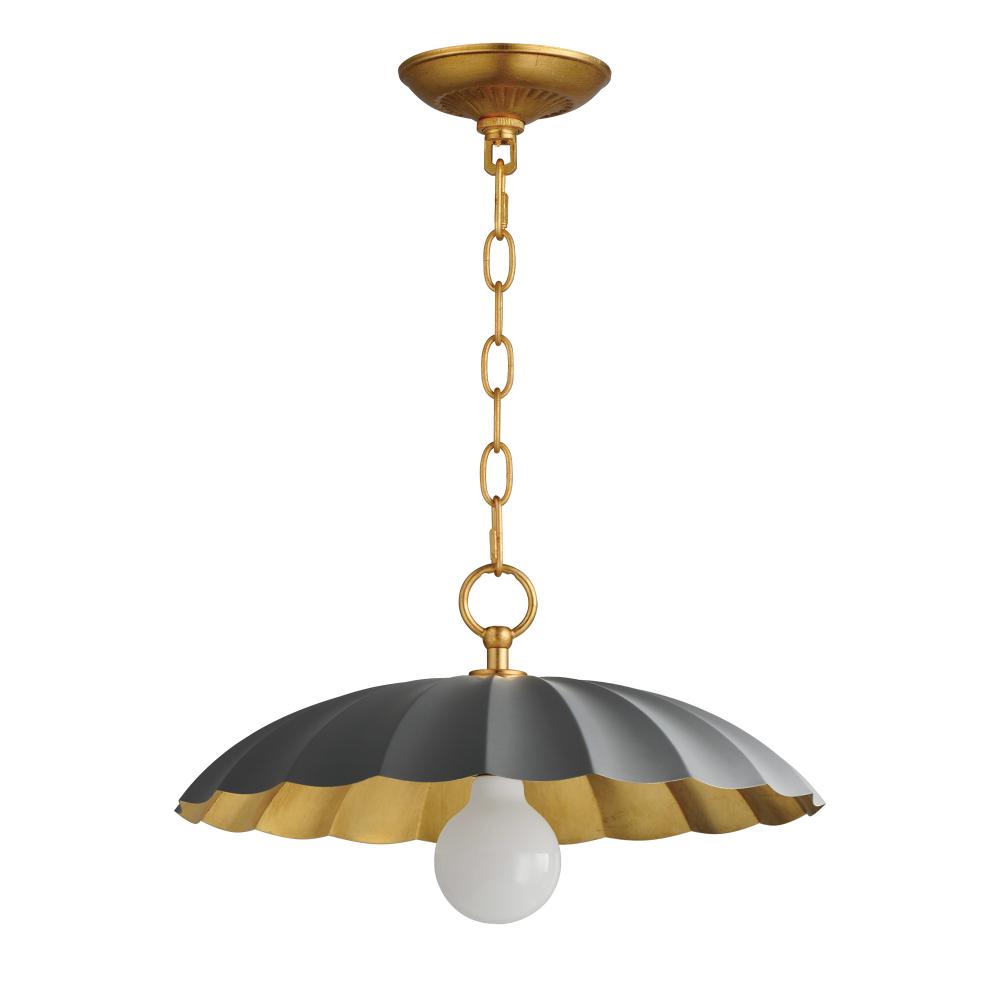 Maxim Lighting 18055DGGL Primrose 16 Inch Semi Flush Mount Light – Dark Grey / Gold Leaf