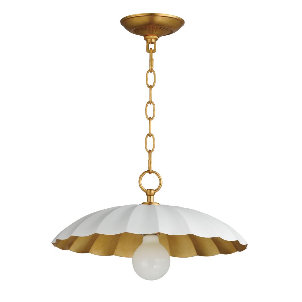 Maxim Lighting 18055MWGL Primrose 16 Inch Semi Flush Mount Light – Matte White / Gold Leaf