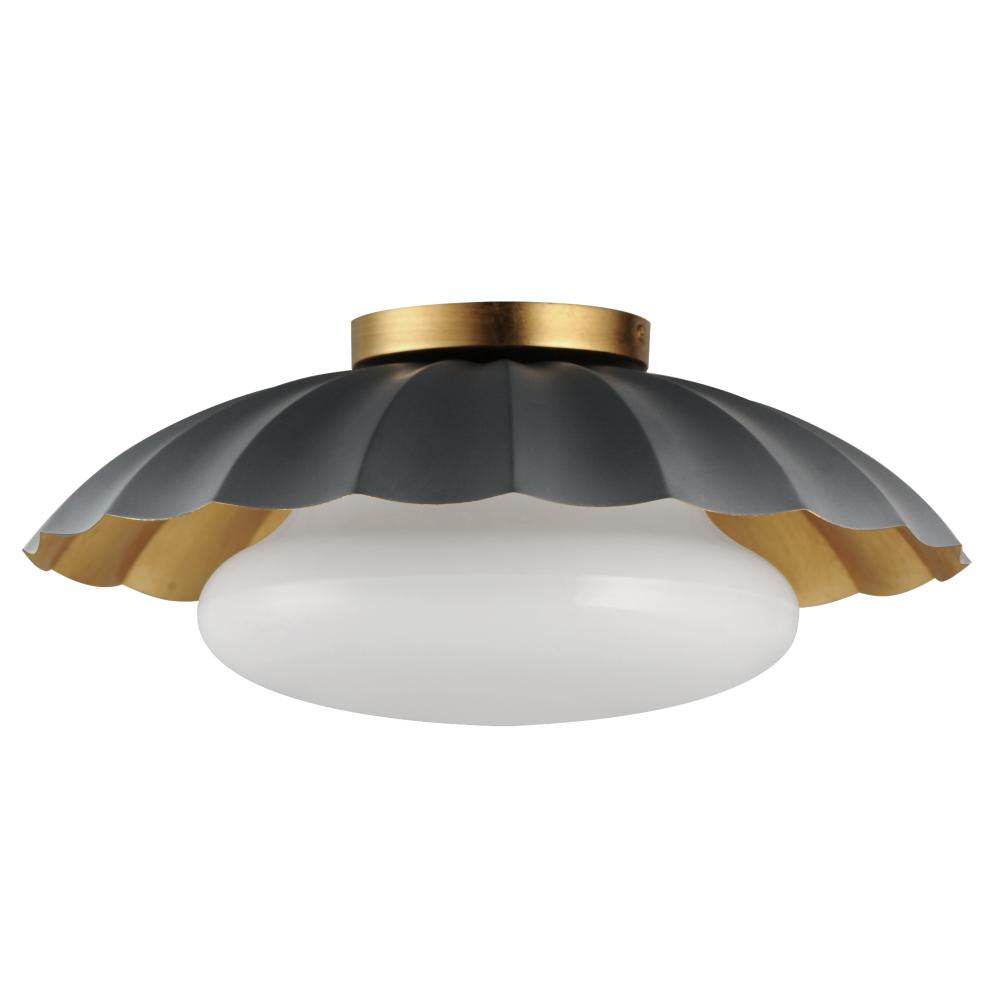 Maxim Lighting 18059DGGL Primrose 16 Inch Flush Mount Light – Dark Grey / Gold Leaf