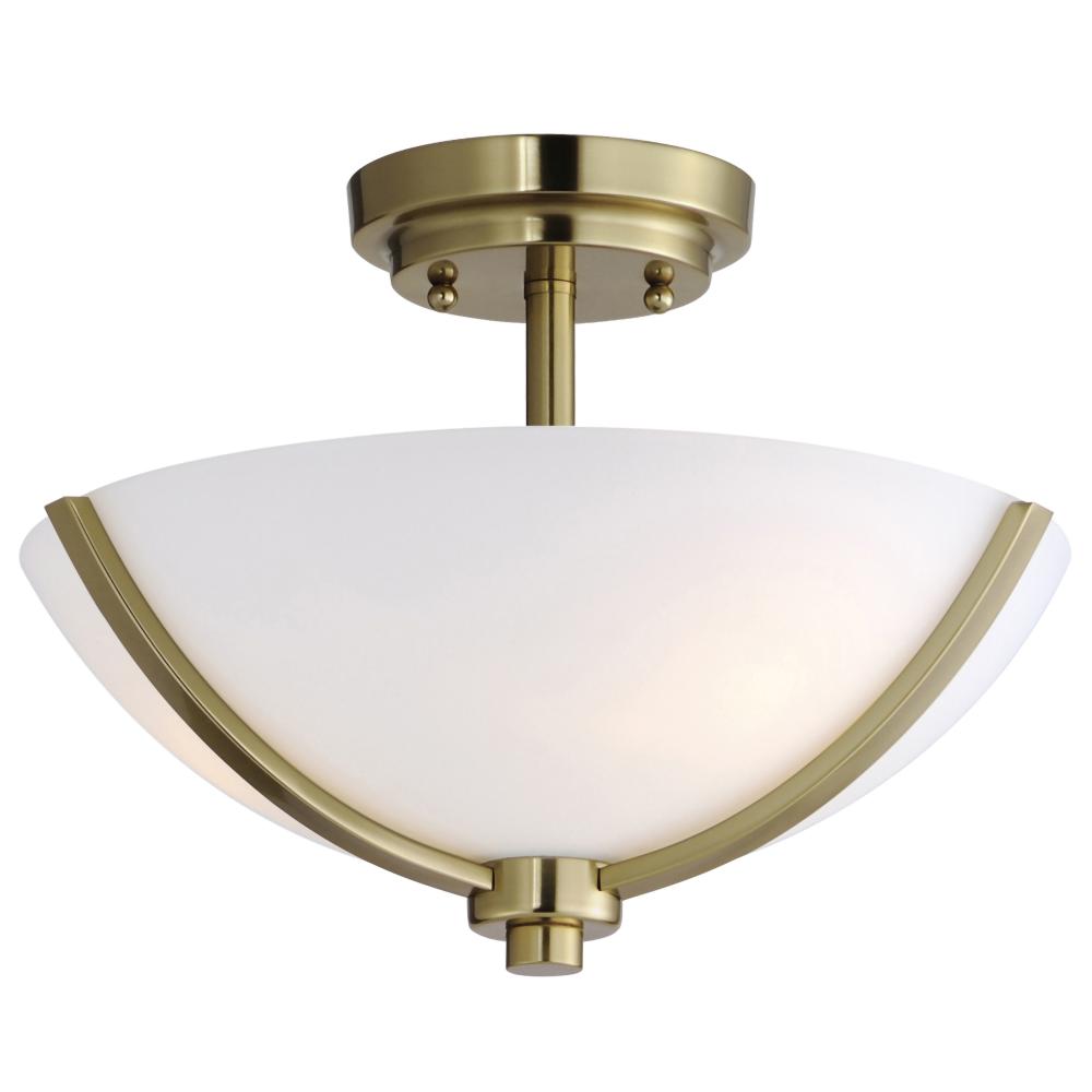 Maxim Lighting 20031SWSBR Deven 14 Inch Semi Flush Mount Light – Satin Brass