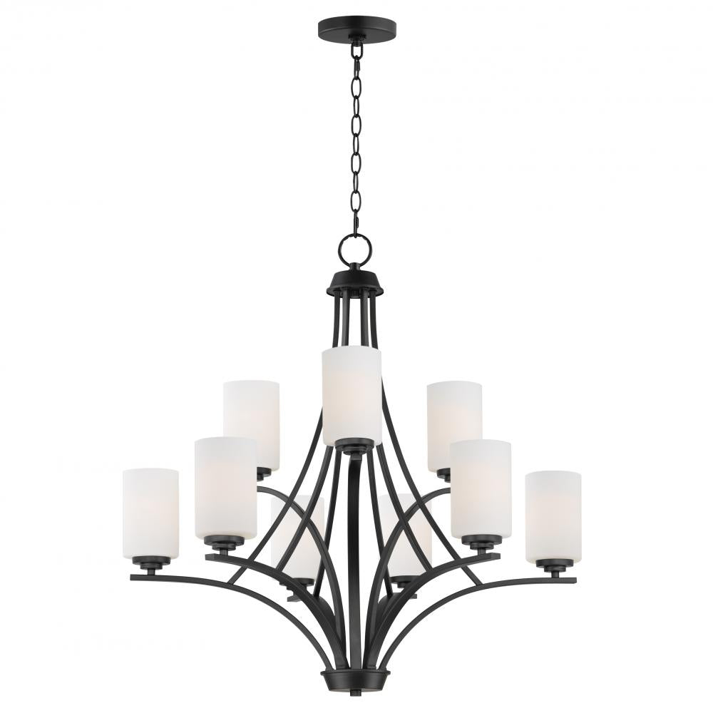 Maxim Lighting 20036SWBK Deven 32 Inch 9 Light Multi-Tier Chandelier – Black