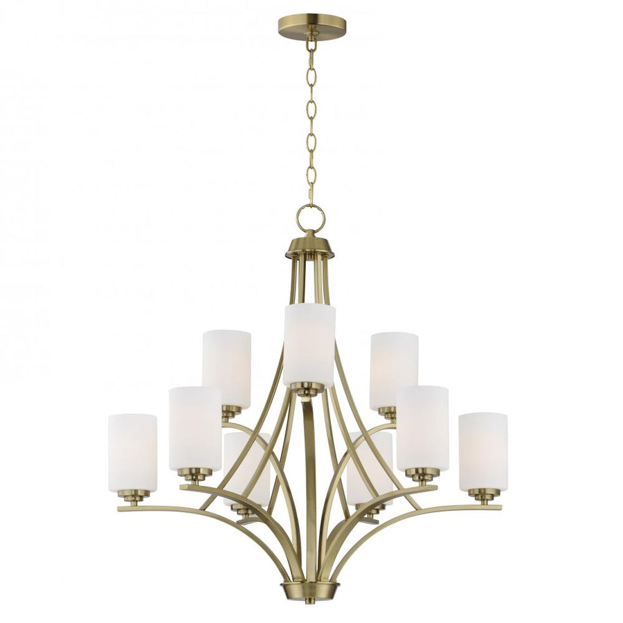 Maxim Lighting 20036SWSBR Deven 32 Inch 9 Light Multi-Tier Chandelier – Satin Brass