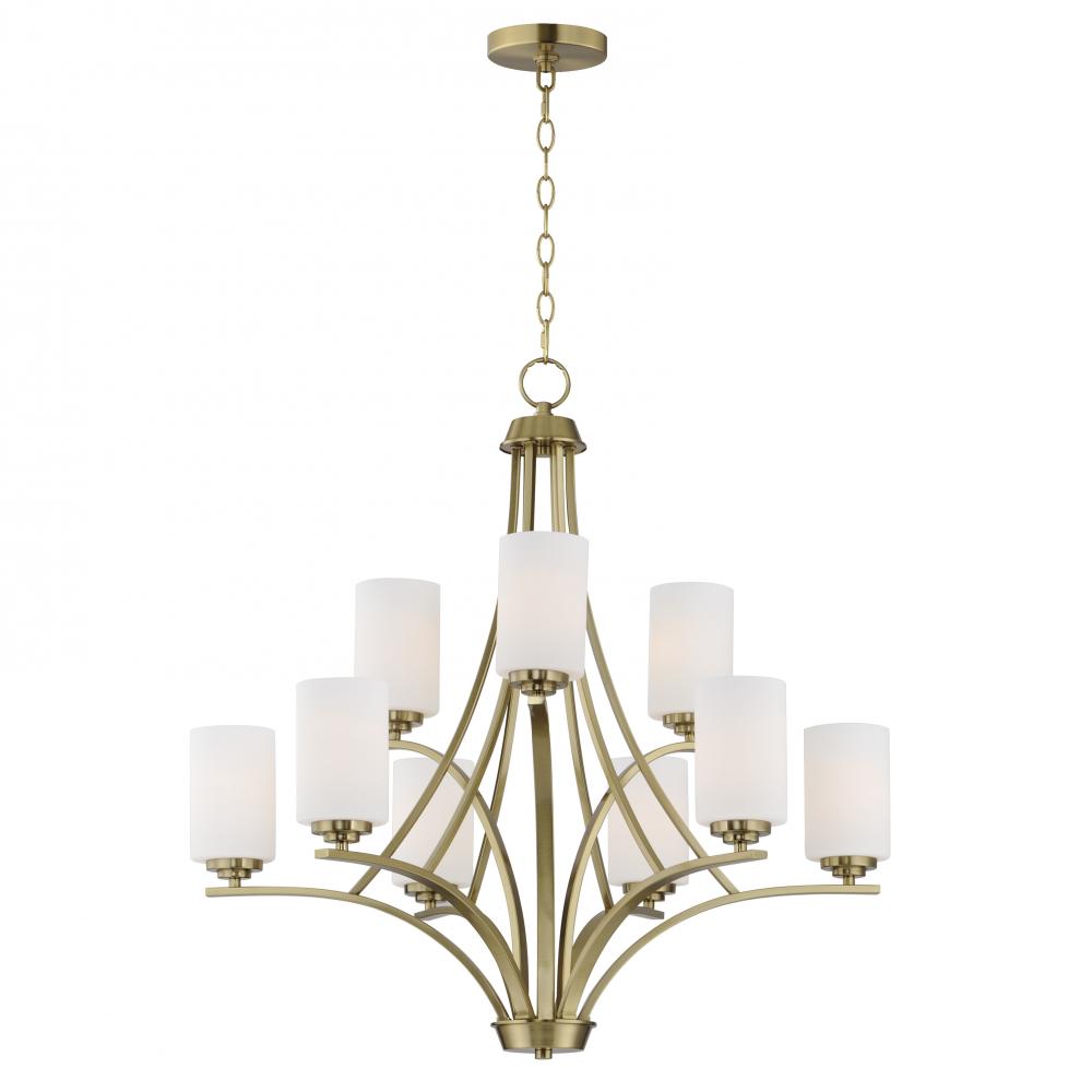 Maxim Lighting 20036SWSBR Deven 32 Inch 9 Light Multi-Tier Chandelier – Satin Brass