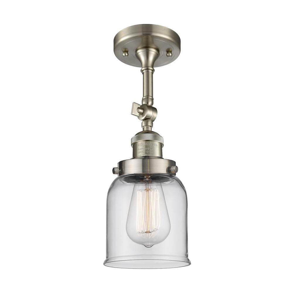 Bell - 1 Light - 5 inch - Brushed Satin Nickel - Adjustable Semi-Flush Mount