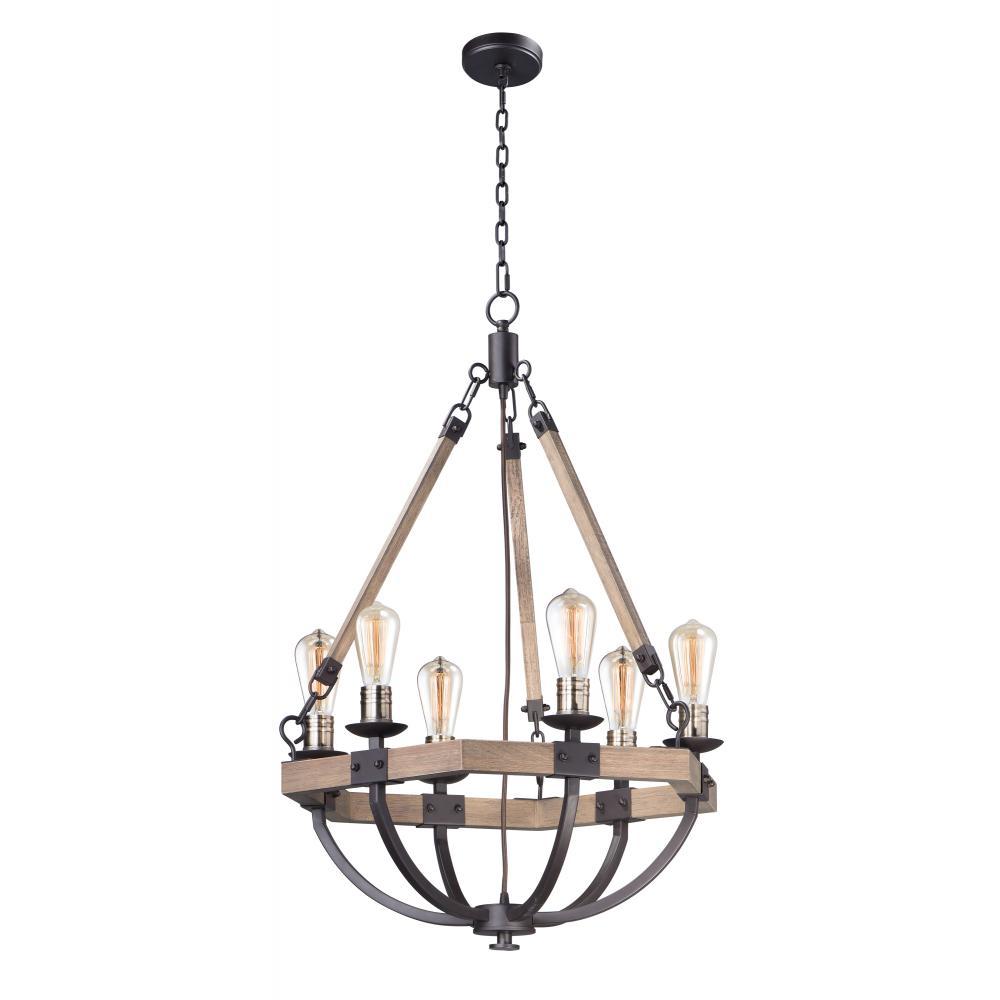 Maxim Lighting 20335WOBZ Lodge 24 Inch Chandelier – Weathered Oak / Bronze