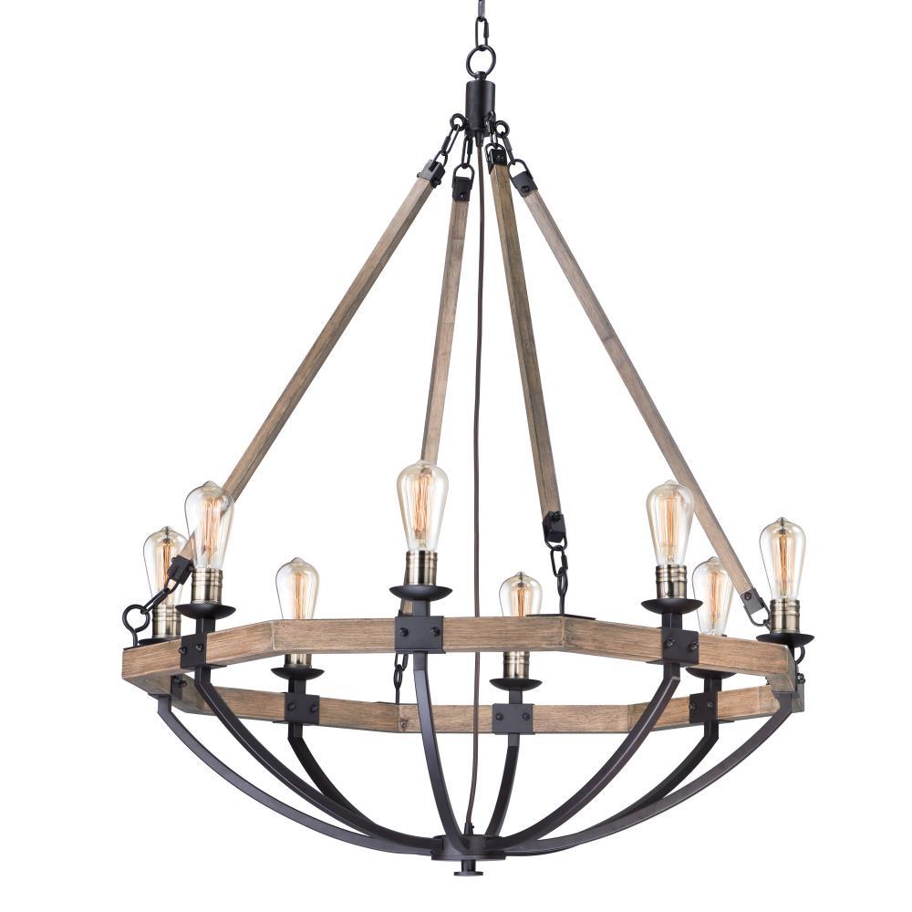 Maxim Lighting 20338WOBZ Lodge 38 Inch Chandelier – Weathered Oak / Bronze