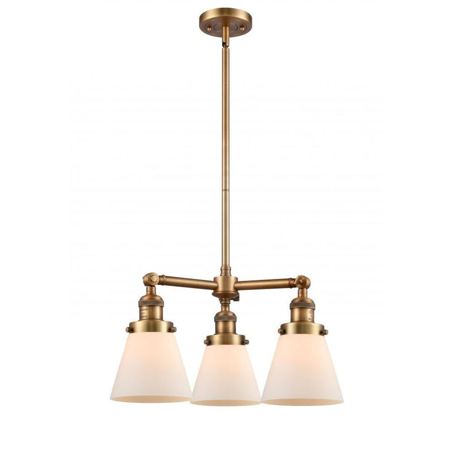 Cone - 3 Light - 19 inch - Brushed Brass - Stem Hung - Chandelier