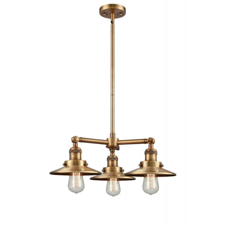 Railroad - 3 Light - 19 inch - Brushed Brass - Stem Hung - Chandelier