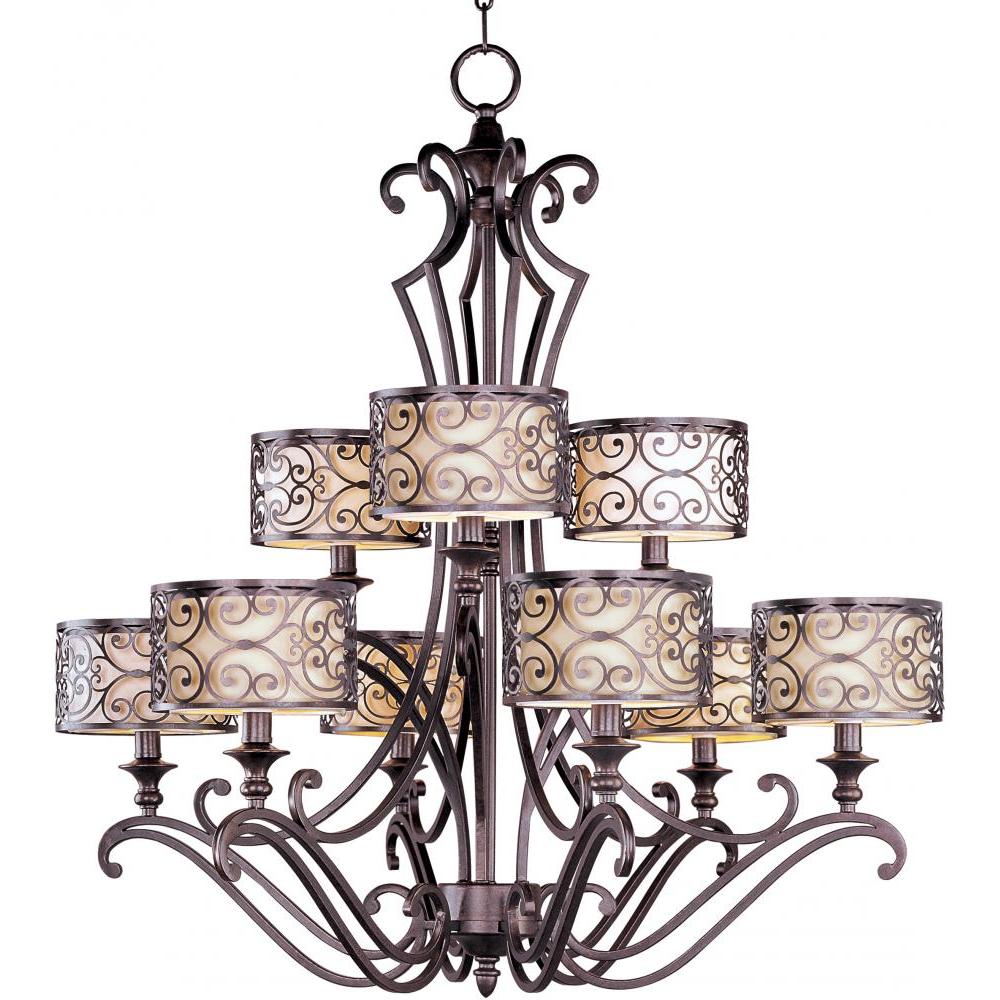 Maxim Lighting 21156WHUB Mondrian 34 Inch 9 Light Multi-Tier Chandelier – Umber Bronze