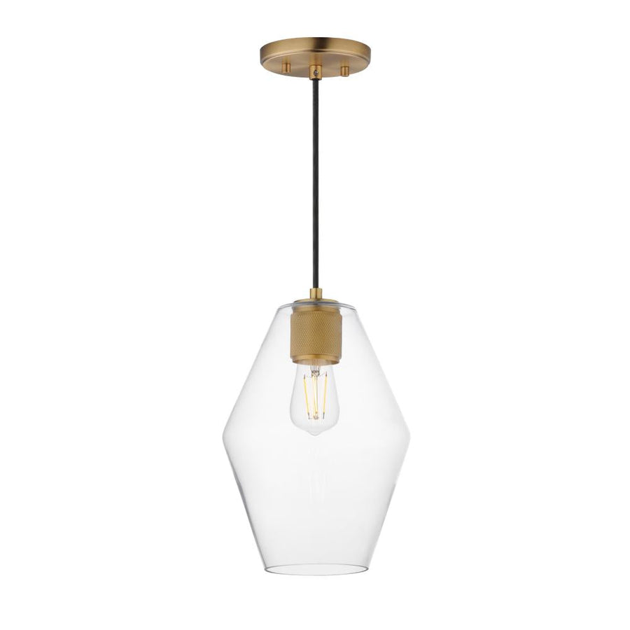 Maxim Lighting 21335CLNAB Geode 8.7 Inch Mini Pendant – Natural Aged Brass