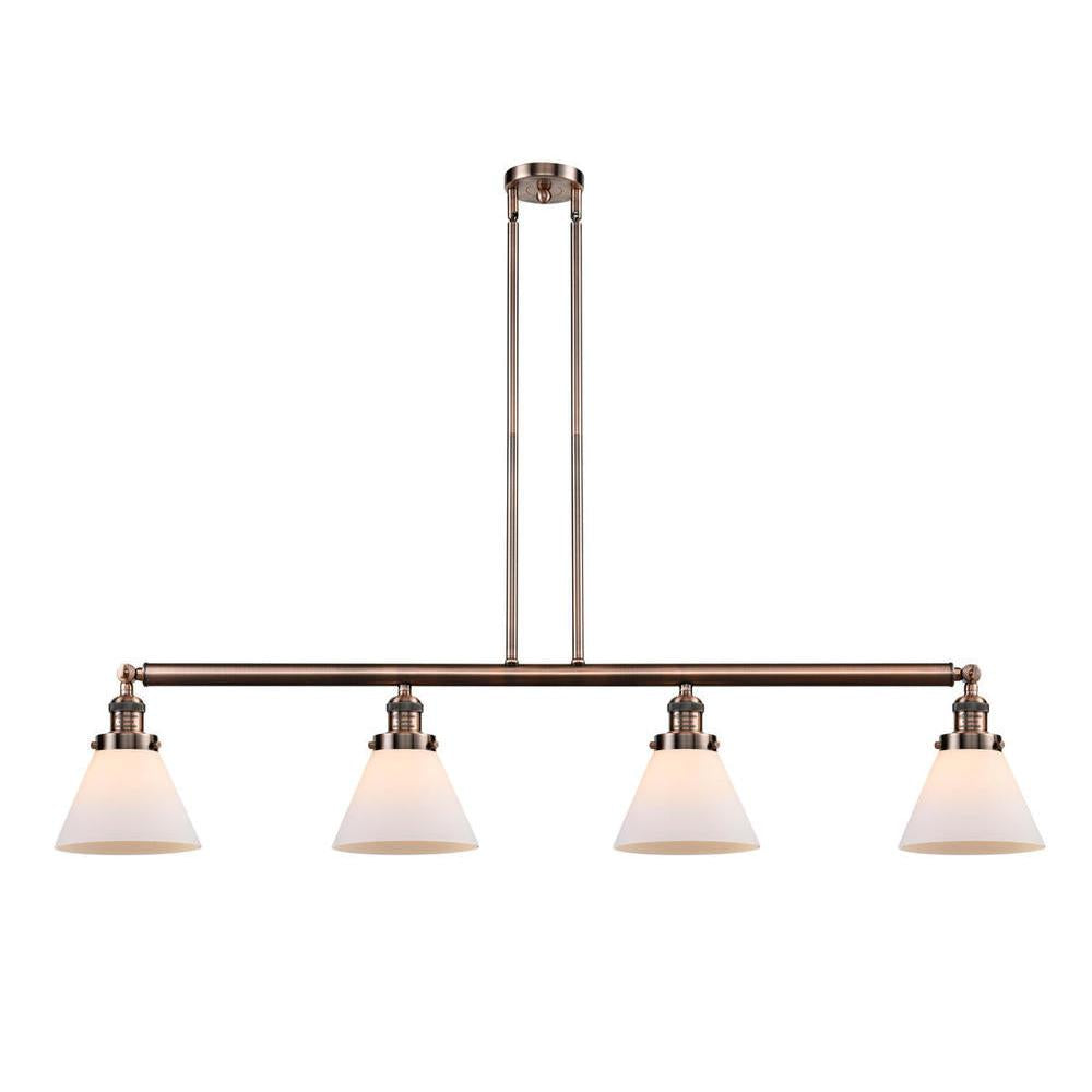 Cone - 4 Light - 52 inch - Antique Copper - Stem Hung - Island Light