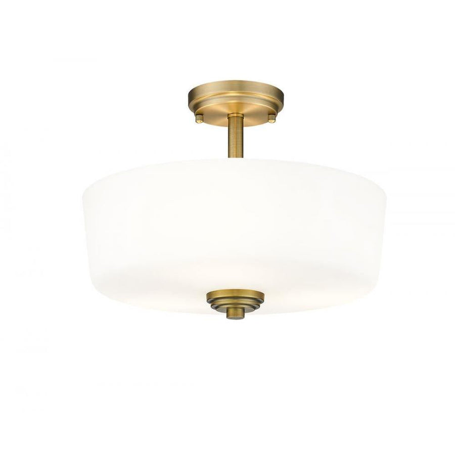 3 Light Semi Flush Mount Light-Etched White