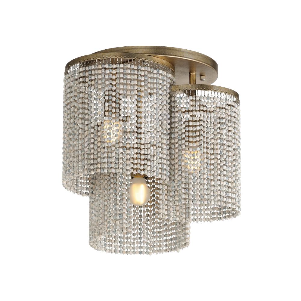 Maxim Lighting 22463WWDGS Fontaine 16 Inch Flush Mount Light – Golden Silver