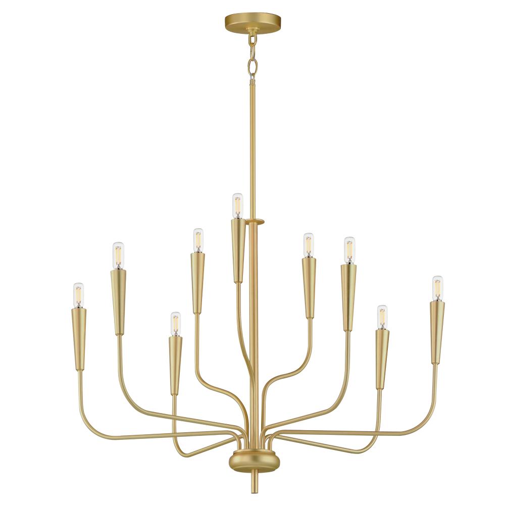 Maxim Lighting 24819SBR Vela 32 Inch 9 Light Multi-Tier Chandelier – Satin Brass
