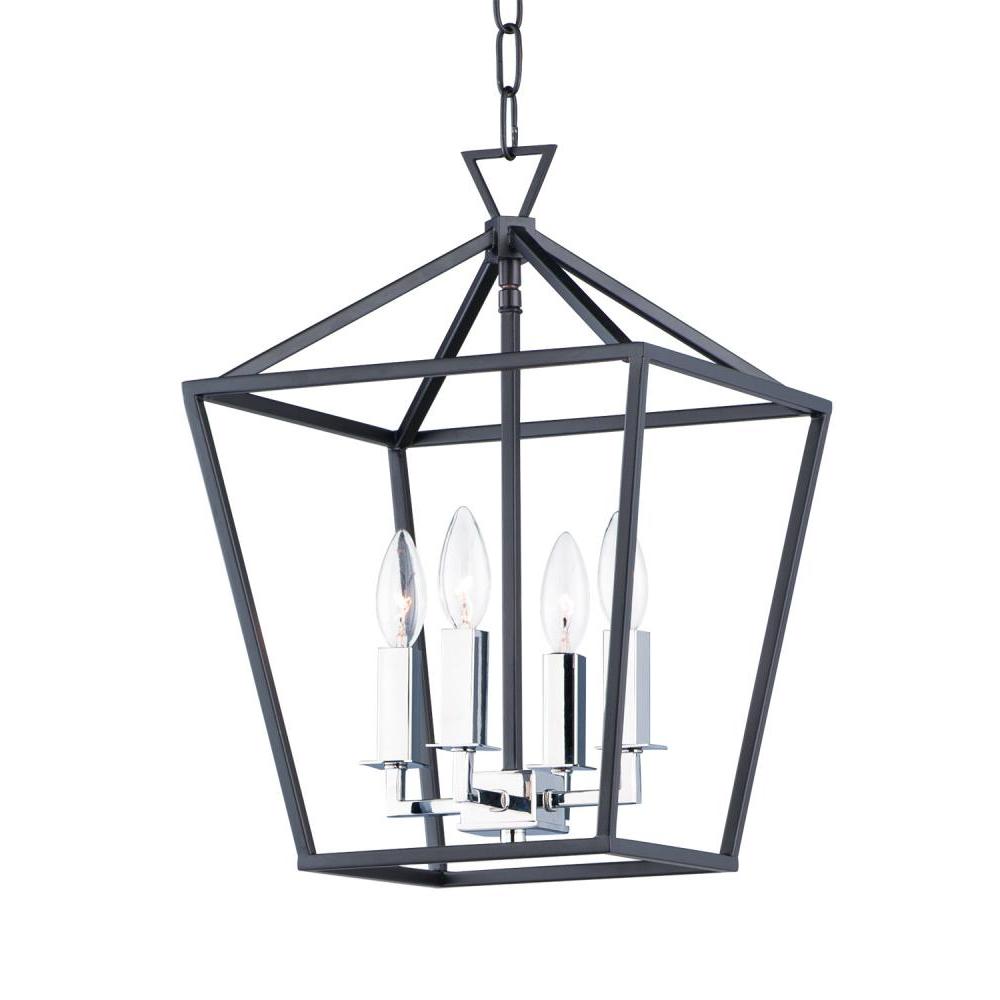 Maxim Lighting 25152TXBPN Abode 12 Inch Chandelier – Textured Black / Polished Nickel