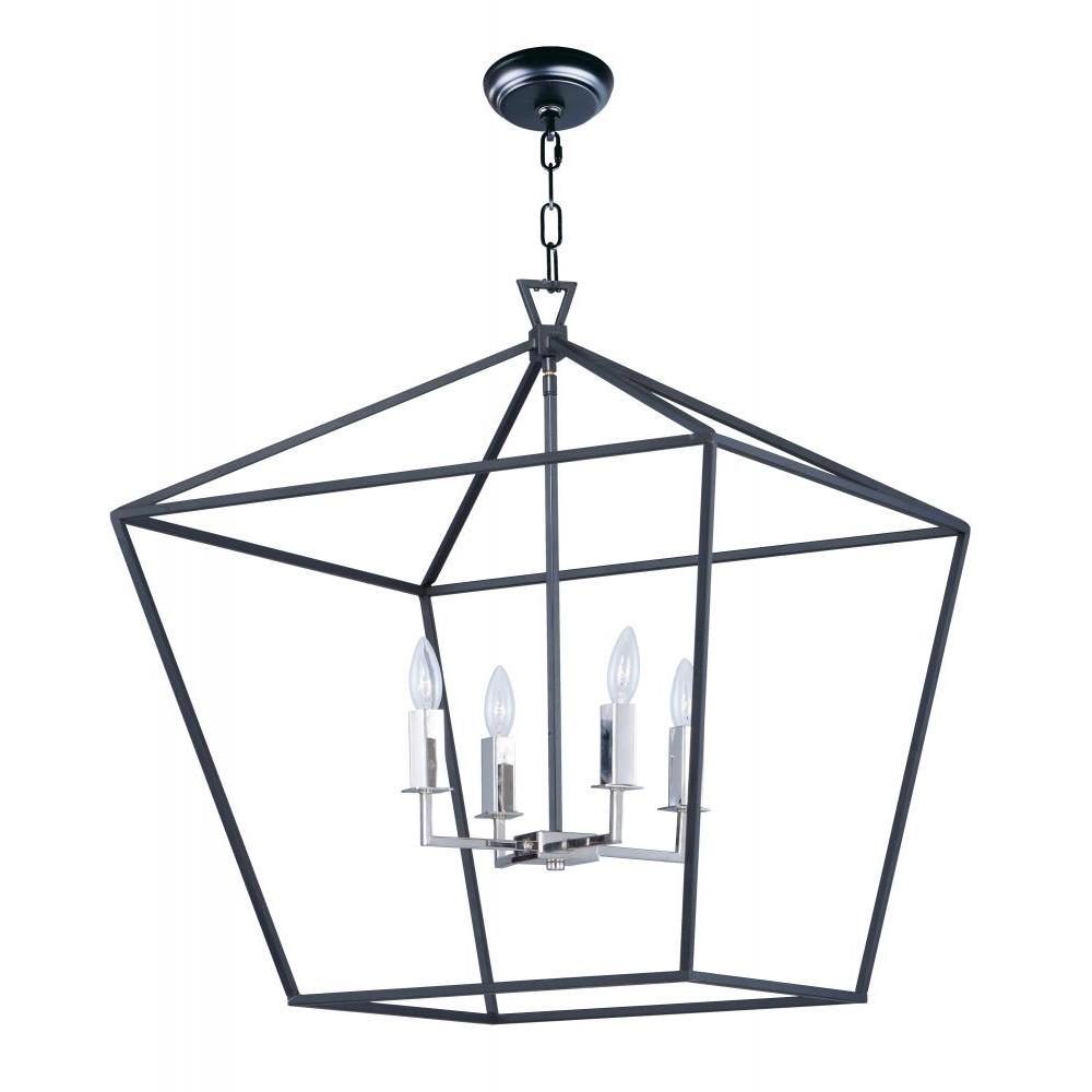 Maxim Lighting 25155TXBPN Abode 24.5 Inch Semi Flush Mount Light – Textured Black / Polished Nickel