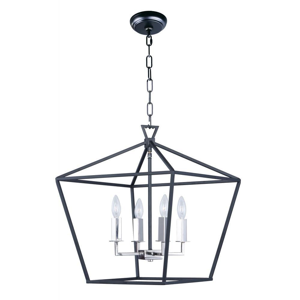 Maxim Lighting 25156TXBPN Abode 17.75 Inch Semi Flush Mount Light – Textured Black / Polished Nickel