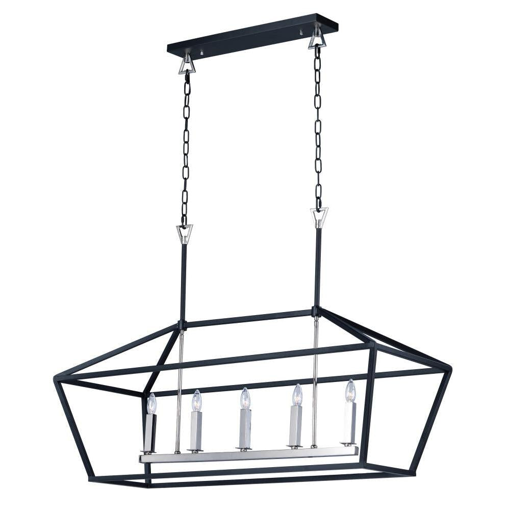 Maxim Lighting 25157TXBPN Abode 18.5 Inch Semi Flush Mount Light – Textured Black / Polished Nickel