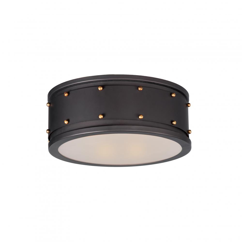 Maxim Lighting 25160OIAB Trestle 13 Inch Flush Mount Light – Oil Rubbed Bronze / Antique Brass