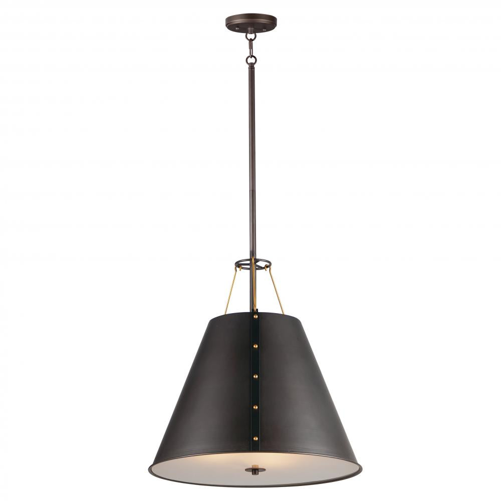 Maxim Lighting 25164OIAB Trestle 20 Inch 3 Light Pendant – Oil Rubbed Bronze / Antique Brass